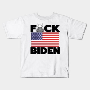 F-CK BIDEN FREEDOM CONVOY - TRUCKERS FOR FREEDOM - USA FREEDOM CONVOY 2022 TRUCKERS BLACK LETTERS Kids T-Shirt